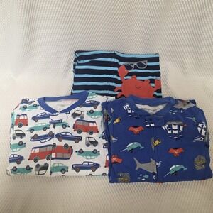 Simple Joy by Carters Set of 3 Lightweight Footed Pajamas Boys 3T Vehicles boats